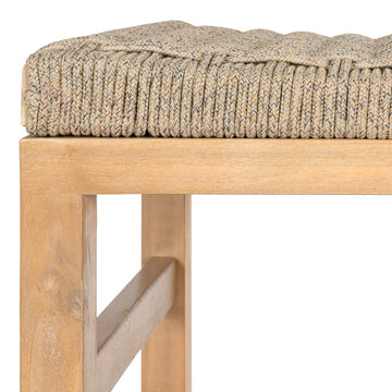 Armand 30" Modern Coastal Backless Acacia Wood Outdoor Bar Stool with Woven Rope Seat